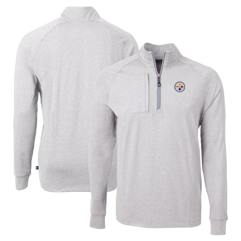 Pittsburgh Steelers Cutter & Buck Adapt Eco Knit Quarter-Zip Pullover Top - Heather Gray on sale