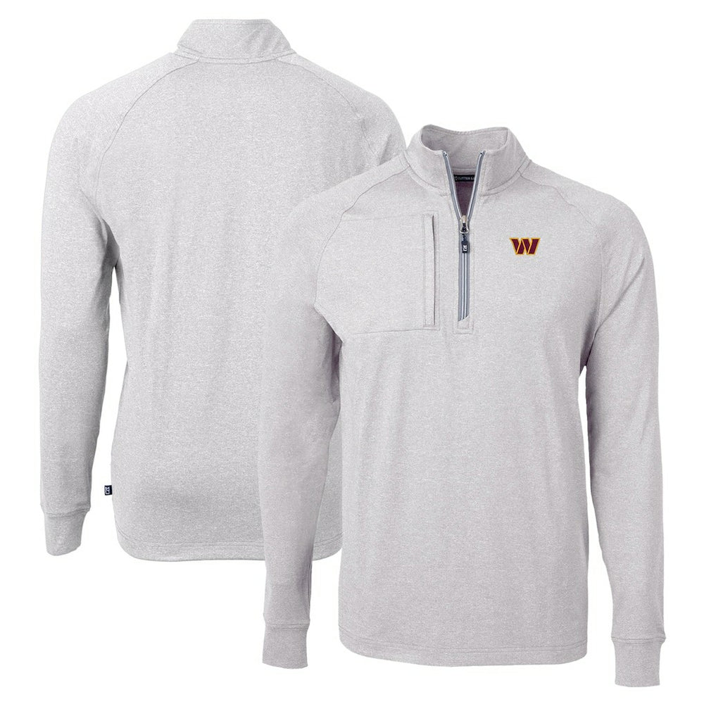 Washington Commanders Cutter & Buck Adapt Eco Knit Quarter-Zip Pullover Top - Heather Gray online