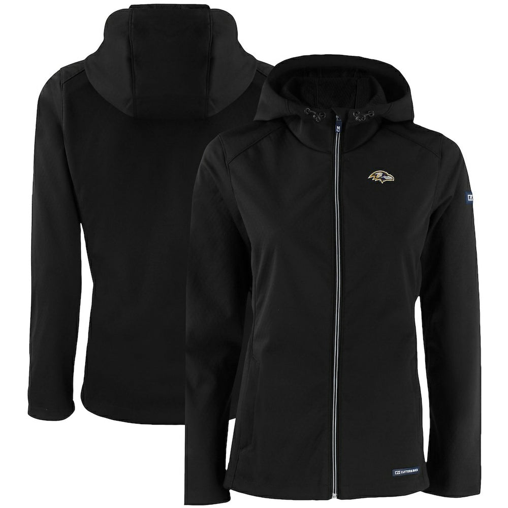 Baltimore Ravens Cutter & Buck Women's Evoke Eco Softshell Recycled Full-Zip Hooded Jacket - Black discount