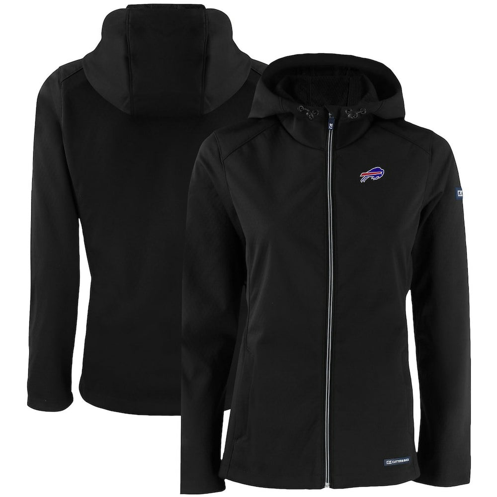 Buffalo Bills Cutter & Buck Women's Evoke Eco Softshell Recycled Full-Zip Hooded Jacket - Black on sale