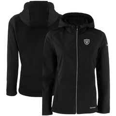 Las Vegas Raiders Cutter & Buck Women's Evoke Eco Softshell Recycled Full-Zip Hooded Jacket - Black for sale