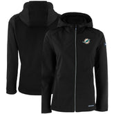 Miami Dolphins Cutter & Buck Women's Evoke Eco Softshell Recycled Full-Zip Hooded Jacket - Black outlet