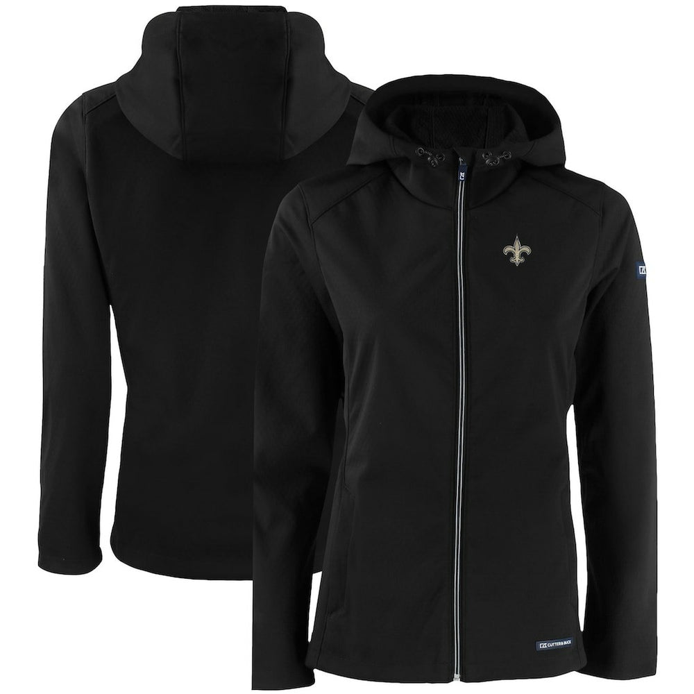 New Orleans Saints Cutter & Buck Women's Evoke Eco Softshell Recycled Full-Zip Hooded Jacket - Black sale