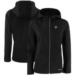 New Orleans Saints Cutter & Buck Women's Evoke Eco Softshell Recycled Full-Zip Hooded Jacket - Black sale