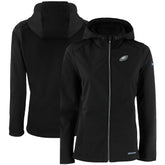 Philadelphia Eagles Cutter & Buck Women's Evoke Eco Softshell Recycled Full-Zip Hooded Jacket - Black for sale