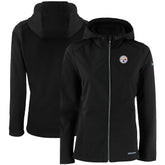 Pittsburgh Steelers Cutter & Buck Women's Evoke Eco Softshell Recycled Full-Zip Hooded Jacket - Black online