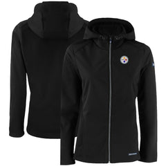 Pittsburgh Steelers Cutter & Buck Women's Evoke Eco Softshell Recycled Full-Zip Hooded Jacket - Black online