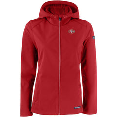 San Francisco 49ers Cutter & Buck Women's Evoke Eco Softshell Recycled Full-Zip Hooded Jacket - Scarlet online