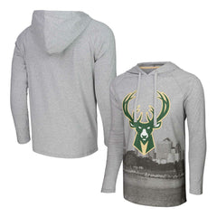 Milwaukee Bucks Stadium Essentials Atrium Raglan Long Sleeve Hoodie T-Shirt - Heather Gray shop