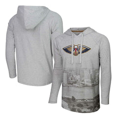 New Orleans Pelicans Stadium Essentials Atrium Raglan Long Sleeve Hoodie T-Shirt - Heather Gray outlet