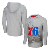 Philadelphia 76ers Stadium Essentials Atrium Raglan Long Sleeve Hoodie T-Shirt - Heather Gray online