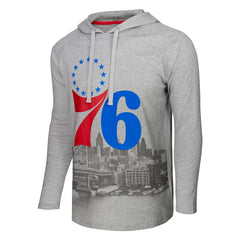 Philadelphia 76ers Stadium Essentials Atrium Raglan Long Sleeve Hoodie T-Shirt - Heather Gray online