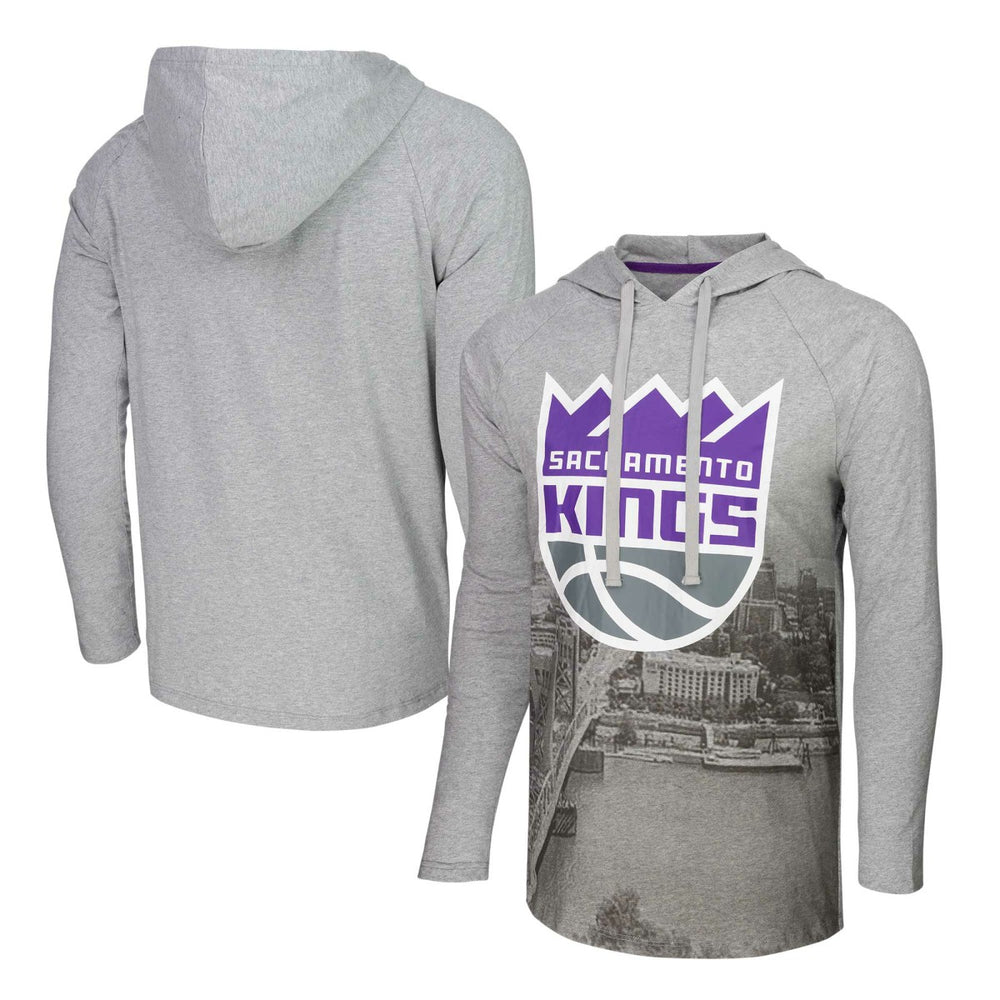 Sacramento Kings Stadium Essentials Atrium Raglan Long Sleeve Hoodie T-Shirt - Heather Gray discount
