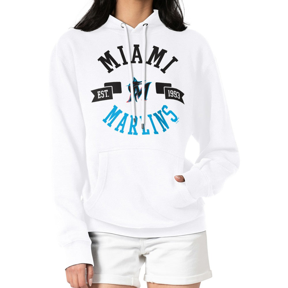 Miami Marlins G-III 4Her by Carl Banks Women's City Graphic Pullover Hoodie - White