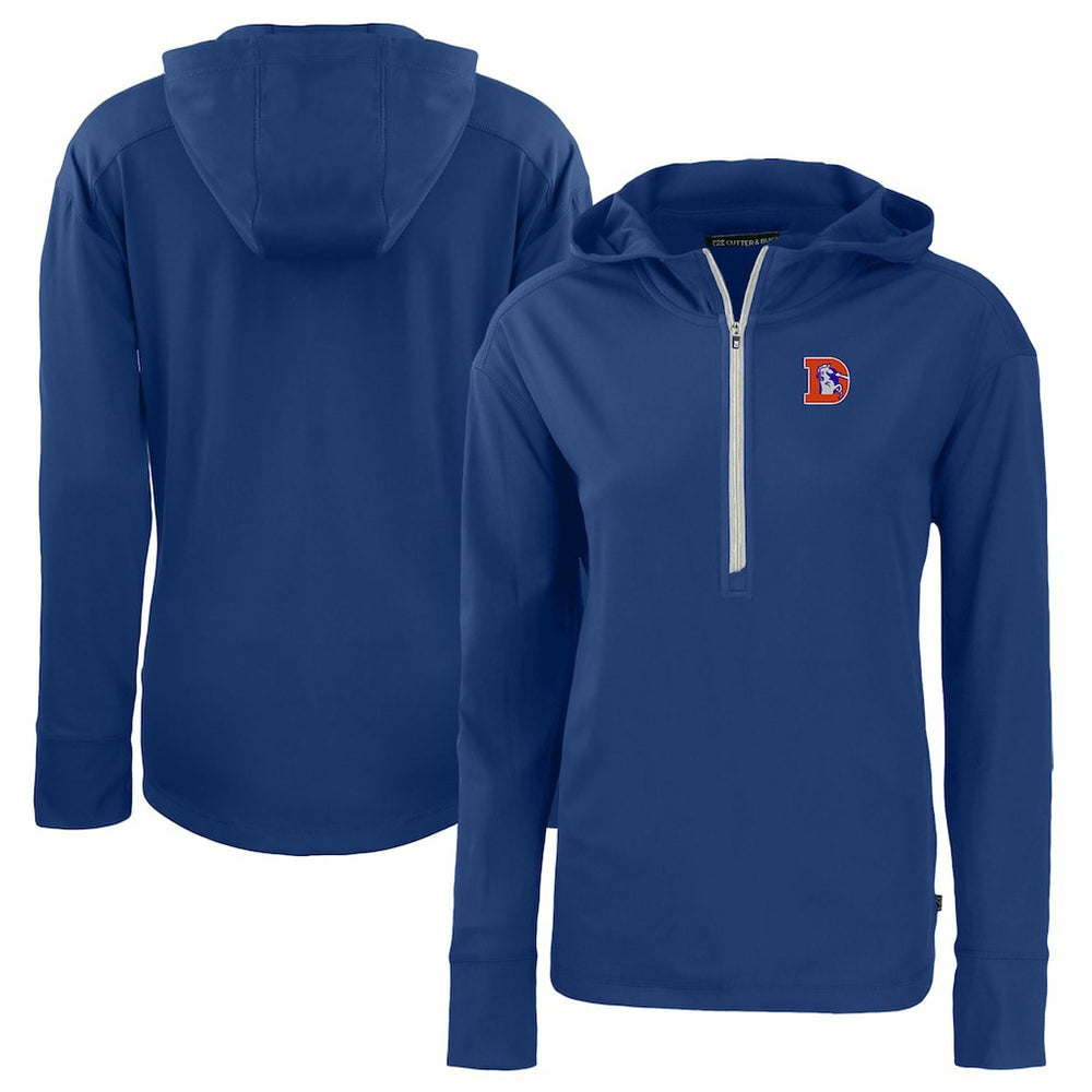 Denver Broncos Cutter & Buck Women's Throwback Daybreak Eco Recycled Half-Zip Hoodie - Blue cheap