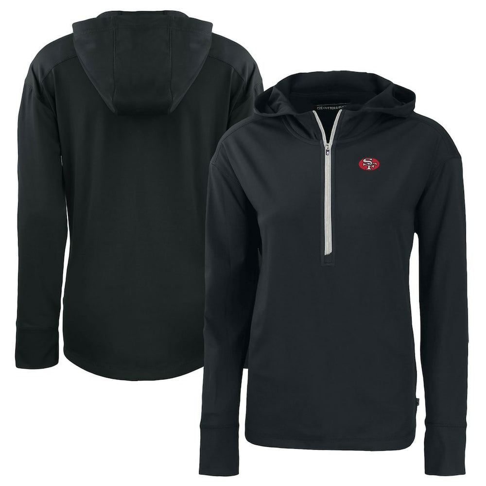 San Francisco 49ers Cutter & Buck Women's Throwback Daybreak Eco Recycled Half-Zip Hoodie - Black discount