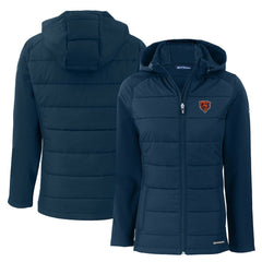 Chicago Bears Cutter & Buck Women's Throwback Evoke Hybrid Eco Softshell Recycled Full-Zip Hoodie Jacket - Navy cheap
