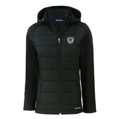 Las Vegas Raiders Cutter & Buck Women's Throwback Evoke Hybrid Eco Softshell Recycled Full-Zip Hoodie Jacket - Black for sale