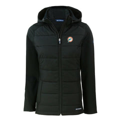 Miami Dolphins Cutter & Buck Women's Throwback Evoke Hybrid Eco Softshell Recycled Full-Zip Hoodie Jacket - Black sale