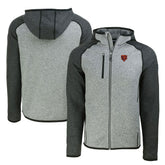 Chicago Bears Cutter & Buck Throwback Mainsail Sweater-Knit Full-Zip Hoodie - Heather Gray/Heather Charcoal discount