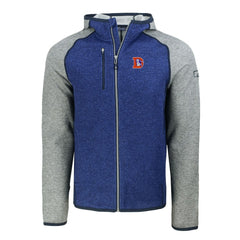 Denver Broncos Cutter & Buck Throwback Mainsail Sweater-Knit Full-Zip Hoodie - Royal/Heather Gray online