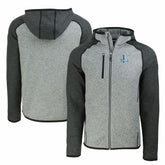 Detroit Lions Cutter & Buck Throwback Mainsail Sweater-Knit Full-Zip Hoodie - Heather Gray/Heather Charcoal on sale