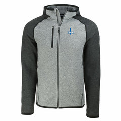 Detroit Lions Cutter & Buck Throwback Mainsail Sweater-Knit Full-Zip Hoodie - Heather Gray/Heather Charcoal on sale