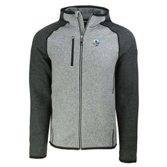 Los Angeles Chargers Cutter & Buck Throwback Mainsail Sweater-Knit Full-Zip Hoodie - Heather Gray/Heather Charcoal cheap