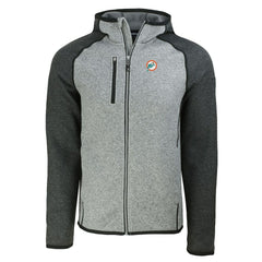 Miami Dolphins Cutter & Buck Throwback Mainsail Sweater-Knit Full-Zip Hoodie - Heather Gray/Heather Charcoal sale