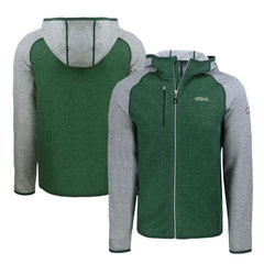 New York Jets Cutter & Buck Throwback Mainsail Sweater-Knit Full-Zip Hoodie - Heather Green/Heather Gray discount