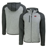 San Francisco 49ers Cutter & Buck Throwback Mainsail Sweater-Knit Full-Zip Hoodie - Heather Gray/Heather Charcoal sale