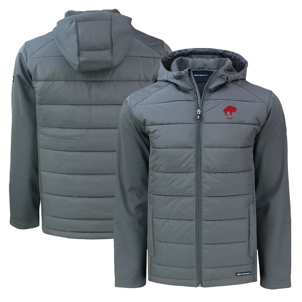 Buffalo Bills Cutter & Buck Throwback Evoke Hybrid Eco Softshell Recycled Full-Zip Hoodie Jacket - Gray sale