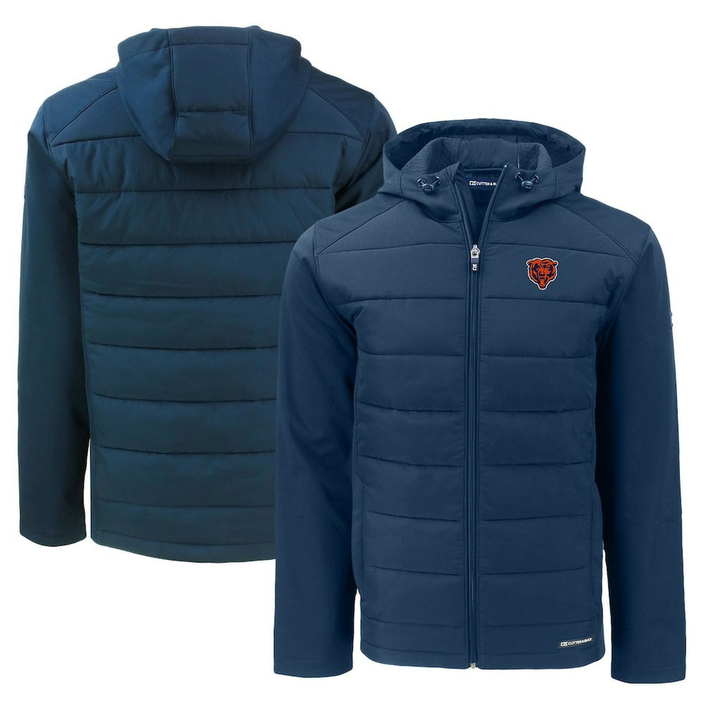 Chicago Bears Cutter & Buck Throwback Evoke Hybrid Eco Softshell Recycled Full-Zip Hoodie Jacket - Navy sale