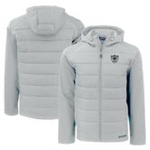 Las Vegas Raiders Cutter & Buck Throwback Evoke Hybrid Eco Softshell Recycled Full-Zip Hoodie Jacket - Gray outlet