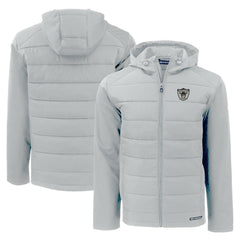 Las Vegas Raiders Cutter & Buck Throwback Evoke Hybrid Eco Softshell Recycled Full-Zip Hoodie Jacket - Gray outlet