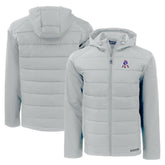 New England Patriots Cutter & Buck Throwback Evoke Hybrid Eco Softshell Recycled Full-Zip Hoodie Jacket - Gray for sale