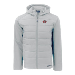 San Francisco 49ers Cutter & Buck Throwback Evoke Hybrid Eco Softshell Recycled Full-Zip Hoodie Jacket - Gray discount