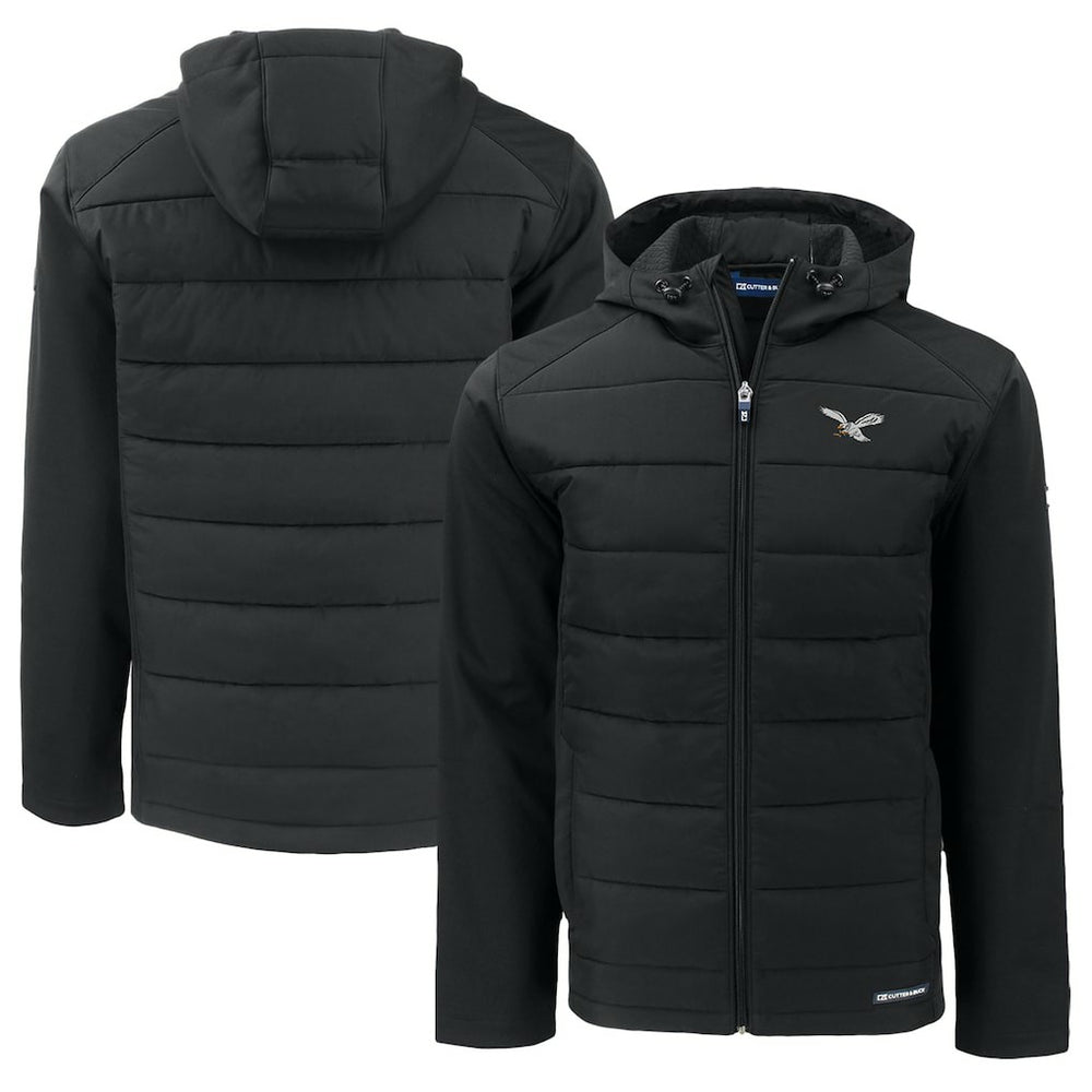 Philadelphia Eagles Cutter & Buck Throwback Big & Tall Evoke Hybrid Eco Softshell Recycled Full-Zip Hoodie - Black online