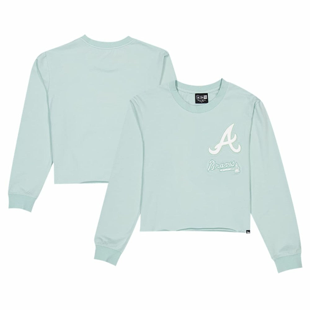 Atlanta Braves Women's Breeze Logo Select Cropped Long Sleeve T-Shirt - Mint | New Era