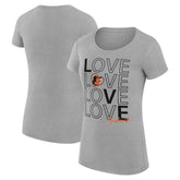 Baltimore Orioles G-III 4Her by Carl Banks Women's Super-Slim Fit Lightweight Love Graphic Team T-Shirt - Heather Gray