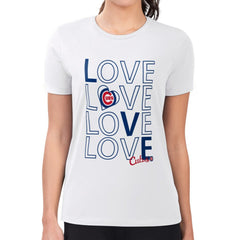 Chicago Cubs G-III 4Her by Carl Banks Women's Super-Slim Fit Lightweight Love Graphic Team T-Shirt - White
