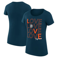 Detroit Tigers G-III 4Her by Carl Banks Women's Super-Slim Fit Lightweight Love Graphic Team T-Shirt - Navy