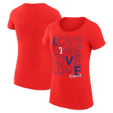 Texas Rangers G-III 4Her by Carl Banks Women's Super-Slim Fit Lightweight Love Graphic Team T-Shirt - Red