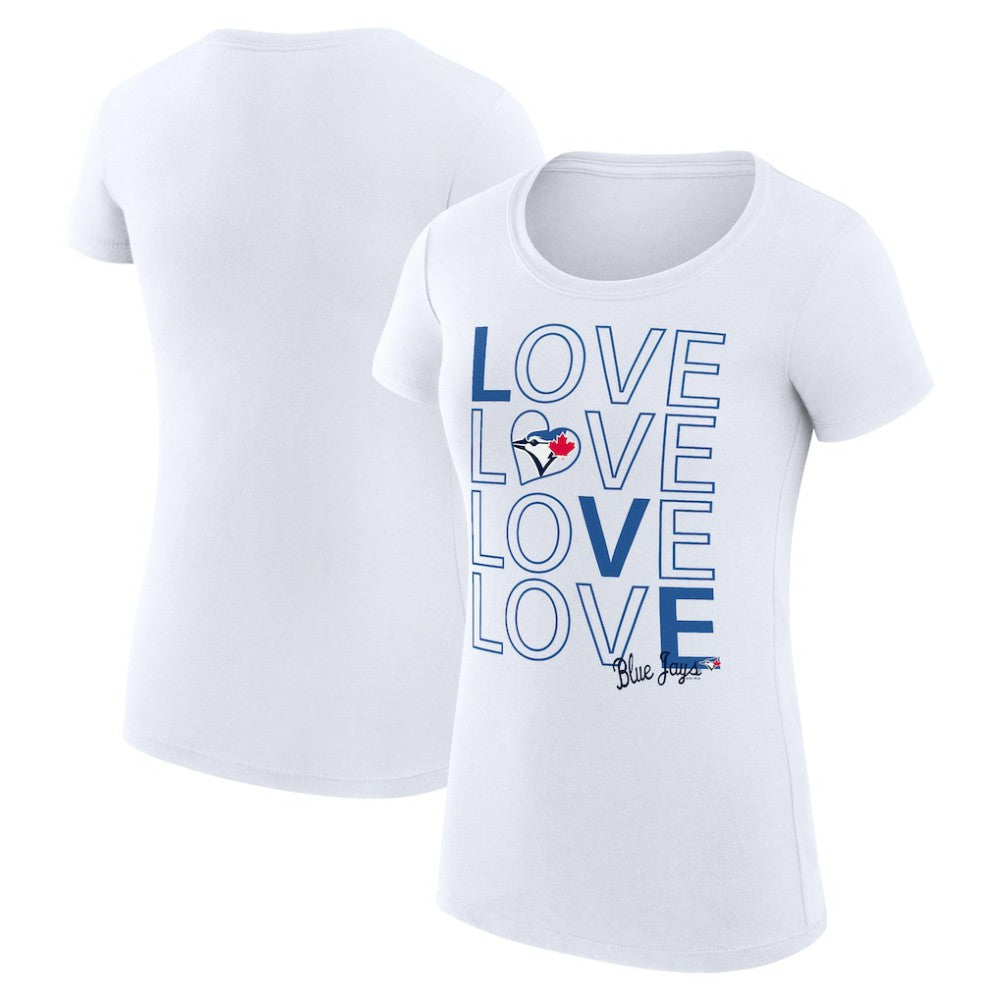 Toronto Blue Jays G-III 4Her by Carl Banks Women's Super-Slim Fit Lightweight Love Graphic Team T-Shirt - White