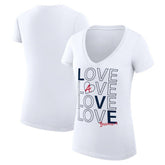 Atlanta Braves G-III 4Her by Carl Banks Women's Super-Slim Fit Lightweight Love Graphic Team V-Neck T-Shirt - White