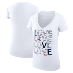 Atlanta Braves G-III 4Her by Carl Banks Women's Super-Slim Fit Lightweight Love Graphic Team V-Neck T-Shirt - White