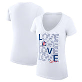 Chicago Cubs G-III 4Her by Carl Banks Women's Super-Slim Fit Lightweight Love Graphic Team V-Neck T-Shirt - White