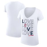 Cleveland Guardians G-III 4Her by Carl Banks Women's Super-Slim Fit Lightweight Love Graphic Team V-Neck T-Shirt - White