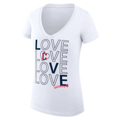 Cleveland Guardians G-III 4Her by Carl Banks Women's Super-Slim Fit Lightweight Love Graphic Team V-Neck T-Shirt - White