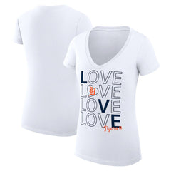 Detroit Tigers G-III 4Her by Carl Banks Women's Super-Slim Fit Lightweight Love Graphic Team V-Neck T-Shirt - White
